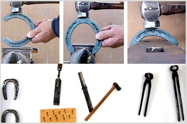 Oficio el herrador, adaptando una herradura.